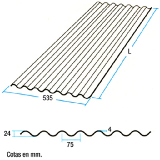 PLACA MINIONDA NATURAL 1520mm x 535mm EURONIT